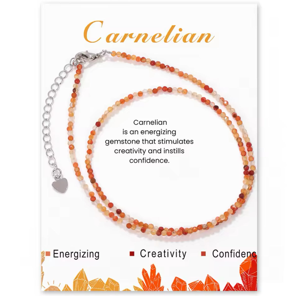 Carnelian (Turuncu Akik) İnce Dizi Kolye