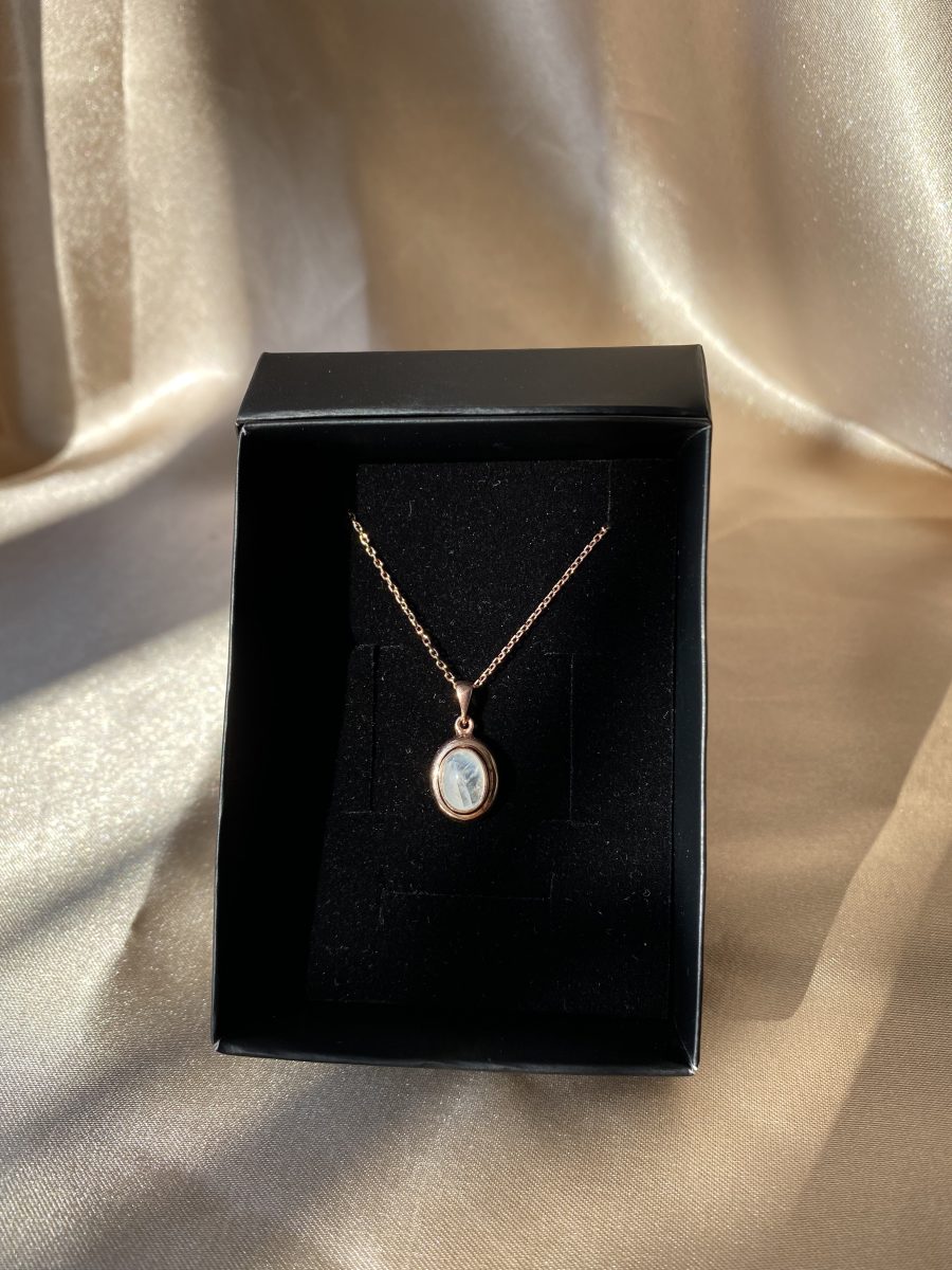 Ay Taşı Minimal Vintage Rose Gold Kolye