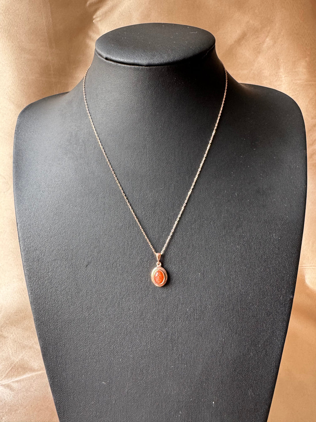 Güneş Taşı Minimal Vintage Rose Gold Kolye