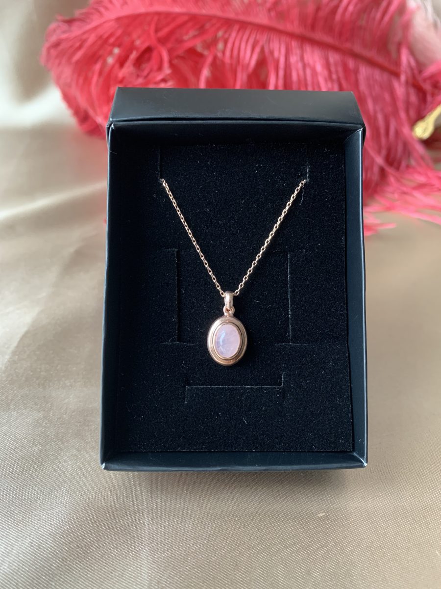 Pembe Kuvars Minimal Vintage Rose Gold Kolye