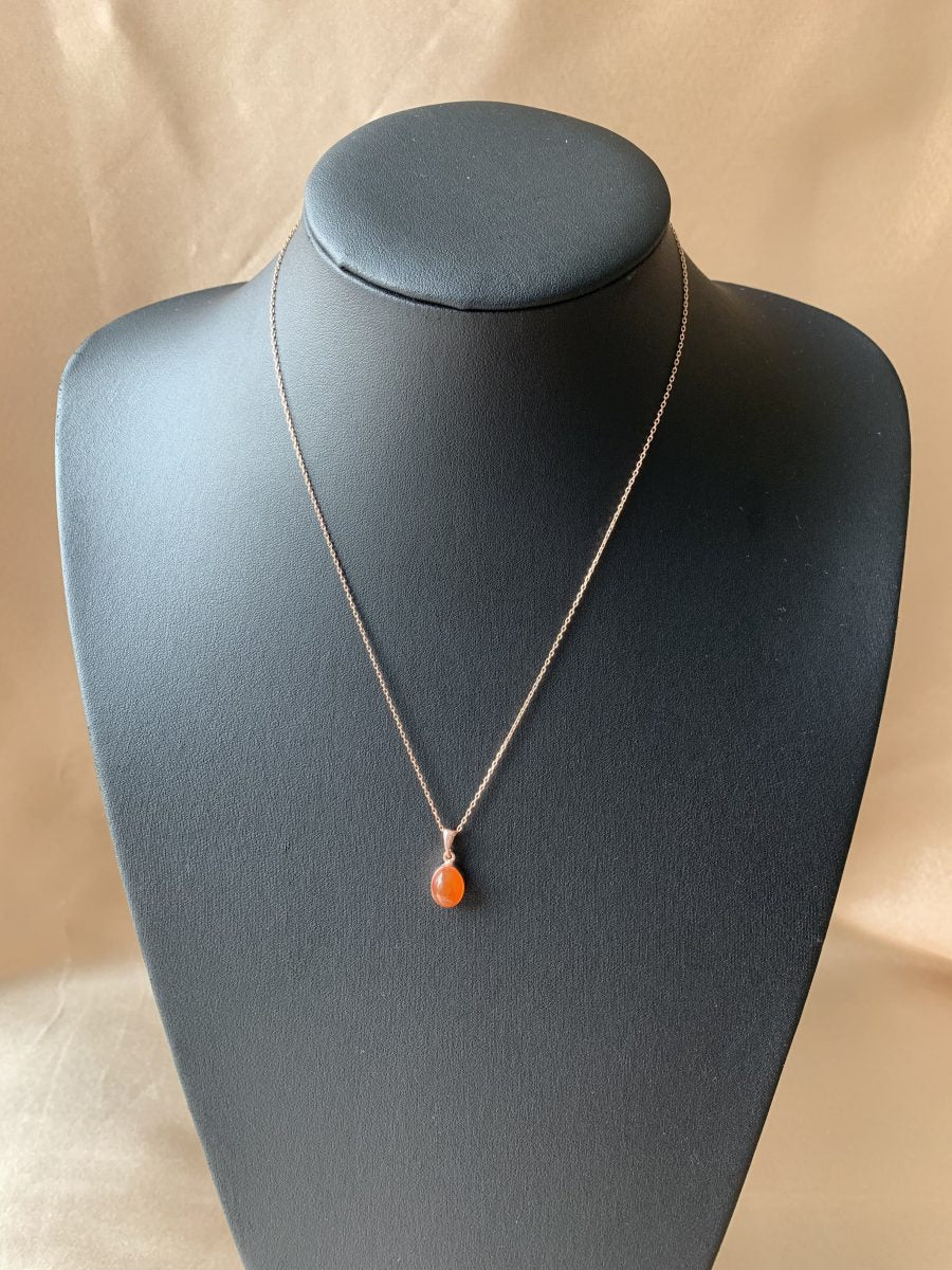 Turuncu Akik (Carnelian) Rose Gold Kolye